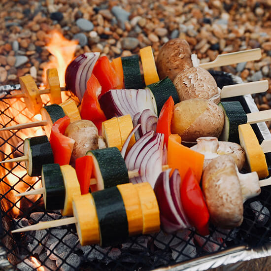 Rainbow Kabobs on a plate